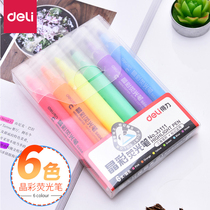 Deli 33111 Watercolor pen Highlighter pen Student children drawing doodle pen Note number Small middle and early key text marking pen Stationery