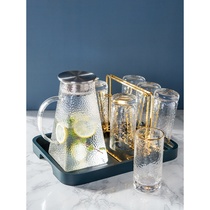 Japanese Hammered glass set Water cup 6pcs with cup holder Teacup Beer cup Drink creative personality cup