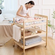 Baby diaper table baby care table change clothes bath massage newborn children touch table solid wood removable storage