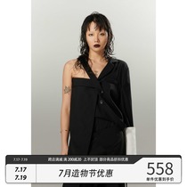 Poetic beyond 2021SS original niche design Multi-form multi-wear dark neutral patchwork pants off-the-shoulder suit