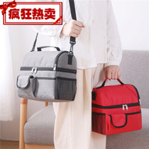 Factory direct new double-layer bento bag thickened lunch bag portable picnic fresh-keeping bag double-layer ice bag insulation bag