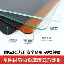 Tempered glass custom desktop customized tea black paint coffee table table padded countertop rectangular round household
