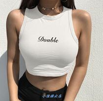 19 printed sexy tight t-shirt vest letter printed sexy tight t-shirt small vest