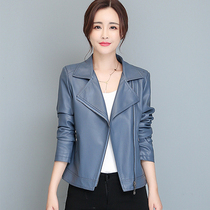 2021 autumn and winter new leather leather womens short Korean slim motorcycle leather jacket fox fur collar leather jacket