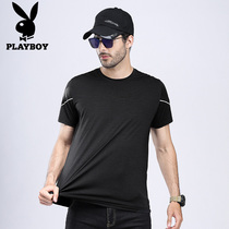 Playboy quick-drying T-shirt mens summer outdoor hiking breathable short-sleeved round neck sports elastic quick-drying clothes