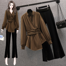 Fat Sister Law Style Design Sensation Shirt Woman Spring Big Code Temperament Blouse Pear-shaped Stature Slim Fit Slim Fit