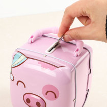 Piggy cartoon piggy bank boy girl gift kindergarten prize activity small gift tin with lock piggy bank