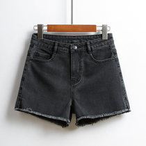 Tide brand high waist slim denim shorts women 2021 summer new smoke gray split wool wide leg hot pants women