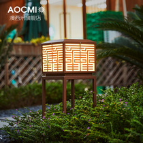  New Chinese style lawn light Outdoor garden light Garden landscape light Stainless steel wall pillar head light Outdoor lawn light