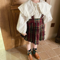 Girls Strap Skirt Spring and Autumn New Korean Childrens Plaid Short Skirt College Wind Children Skirt Baby Autumn Dress