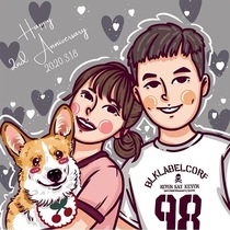 Hand-painted avatar Q version of the generation of painting real photos turn Q comic animation cartoon jane pen couple pattern design customization