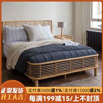 ins true vines 1 5 m Double beds Nordic handmade vines Art Folk Hotel Creative Bed head cabinet Sub-minimalist beds