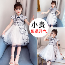 Korean girls cheongsam dress summer dress 2021 new children Foreign style summer gauze dress little girl princess skirt