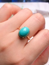 Natural original turquoise high ceramic blue man and woman Ulan flower ring ring engraved beast egg ring ring ring running ring