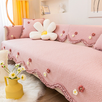 Sofa seat cushion Inwind Four Seasons universal minimalist modern little fresh flowers pure cotton non-slip cover cushion cover