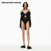 Alexander WANG Alexander King Alexander Wang High waist Rover plain weave logo elastic lingerie black