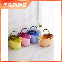 Plastic floor mop bucket mop bucket mop bucket mop dry bucket rectangular flat sponge drain household vintage bucket