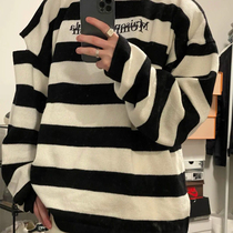 (SPOT)Correct EGM MARGIELA TOMMY CASH BLACK and white striped SWEATER men and women loose edition