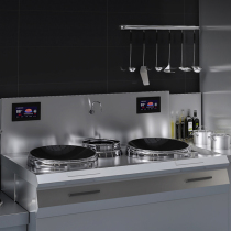 High power commercial induction cookers 15KW canteen large pot hotel kitchen equipment Double head black crystal electromagnetic stove
