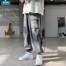 Overalls mens fashion brand loose Korean trend casual pants multi-pocket sports pants wide leg pants mens spring and autumn Joker