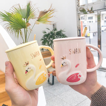 Korean trend relief Swan ceramic cup Net red creative mug office tea coffee cup