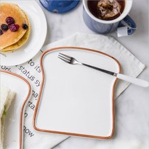 Western Dining Tray Breakfast Ceramic Flat Pan Home Plate Vegetable Dish Sushi Pan Steak Tray Personality Toast Pan