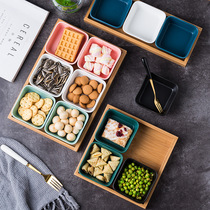 Ceramic sub-lattice fruit tray Living room Home melon Dried Fruit Pan KTV Clubhouse Snack Dish Swing Pan Small Eat Fruit Parquet