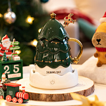 55 degree warm thermostatic Cup home Christmas tree Cup office mug girl ceramic couple water cup with lid