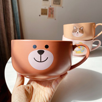 Outlet Cute Little Bear Ceramic Foam Noodle Bowl Instant Noodles Cup Creative Large Capacity Breakfast Oat Bowl Salad Fruit Bowl