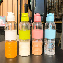 Summer cartoon monkey plastic cup literary fresh large capacity outdoor portable sports water Cup rope straw Cup