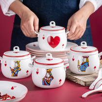 Creative Cartoon Home Stew ceramic with cover stew Saucepan Soup Rind Saucepan Shark Fin Water stew with cover saucepan