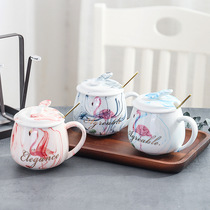 Nordic Flamingo marble ceramic cup coffee cup cute male and female student creative mug