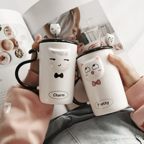 Embossed cartoon mug with lid spoon coffee cup Valentines Day creative gift Cup exquisite gift box set spot