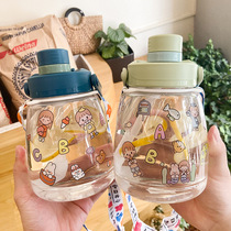 1100ML large capacity shaking sound Net Red big belly Cup cute cartoon sticker portable water Cup portable strap suction tube Cup