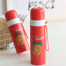 Korean Red Pineapple thermos cup sling portable vacuum 304 stainless steel bullet water Cup outdoor kettle