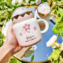 Japanese ceramic cup cherry blossom mug SAKURA girl water Cup elegant Japanese girl drink cup