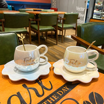 European spray color plated ceramic coffee cup set modern luxury simple household cup gift mug