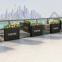 Outdoor wrought iron flower box Commercial Street galvanized plate flower bed square flower pot partition Flower Pool outdoor planting flower bed