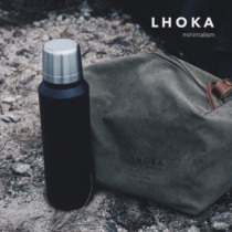 LHOKA black thermal pot outdoor large-capacity stainless steel thermal insulation and cold self-driving travel portable thermos