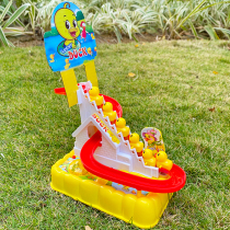 Electric music track little duck climb stairs Childrens toys Baby puzzle little yellow duck slide slide up stairs