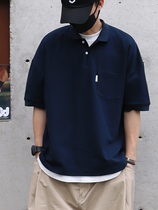 Sigbreak Japanese CityBoy wind summer loose solid color lapel short sleeve no faith T-shirt polo shirt men