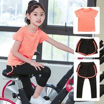 Girl Speed Dry Suit Summer Fitness CUHK Children Yoga Clothes Summer Dress Running Training Sports Gymnastics Tennis Clothes