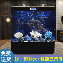 European-style fish tank custom living room small landscaping aquarium Ecological glass floor-to-ceiling lazy filter free water change large
