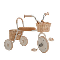 Kidpop childrens tricycle partner is high with rattan basket baby bicycle toy 2-4 years old