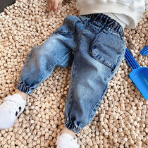 Jeans loose in children Boy 2021 pants Korean version of bunches baby feet girls Children Spring and Autumn Tide