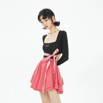 Yuzhi YUZHI (Barbie on Earth) pink back cutout lace-up dress sweet spice girl princess dress