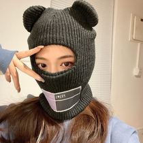 Autumn and winter hat with ears couple thickened winter warm wool hat Korean version of trend Joker knitted hat winter