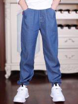 Spangur boy tencel jeans spring and summer thin section 2022 new elastic Korean version CUHK boy boy pants