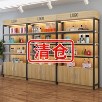 Simple cosmetics display cabinet product display rack with cabinet combination rack landing multi-layer mother and baby store container