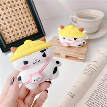 Stereo cute cartoon backpack cow Apple Airpods Bluetooth headset 2 3 protective cover pro hat cow